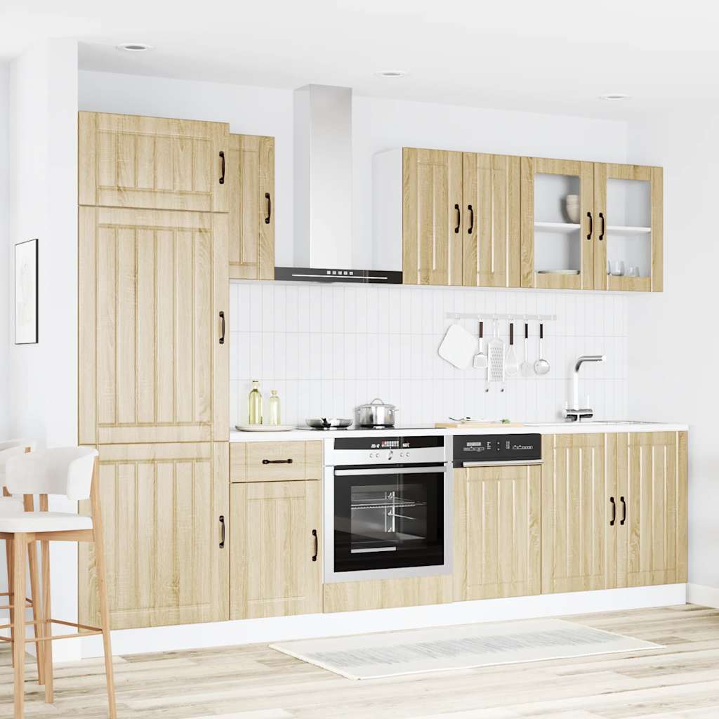 8-delige Keukenkastenset Lucca bewerkt hout sonoma eikenkleur is nu te koop bij PeponiXL, paradijselijk wonen!