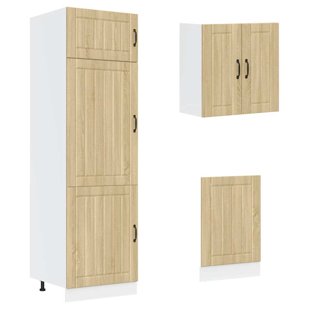 8-delige Keukenkastenset Lucca bewerkt hout sonoma eikenkleur is nu te koop bij PeponiXL, paradijselijk wonen!