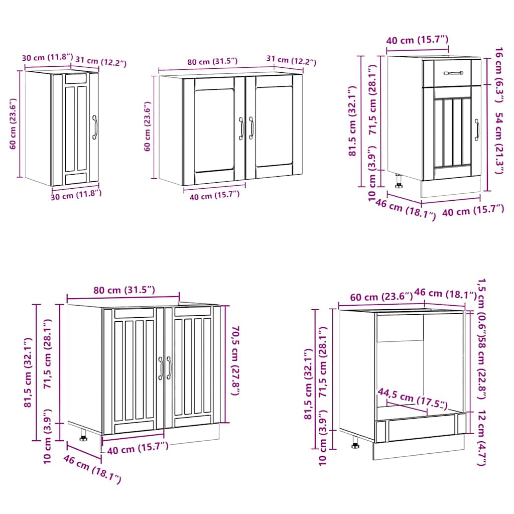 8-delige Keukenkastenset Lucca bewerkt hout sonoma eikenkleur is nu te koop bij PeponiXL, paradijselijk wonen!