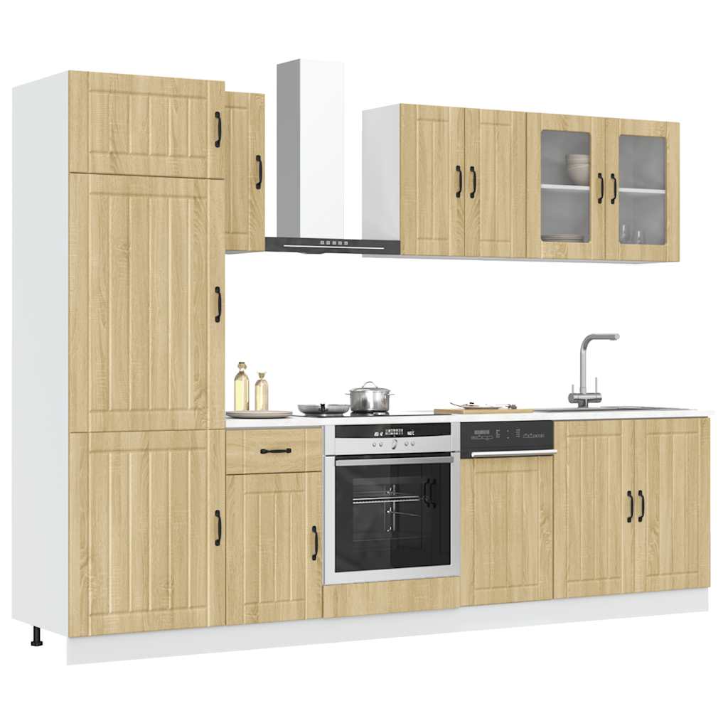 8-delige Keukenkastenset Lucca bewerkt hout sonoma eikenkleur is nu te koop bij PeponiXL, paradijselijk wonen!