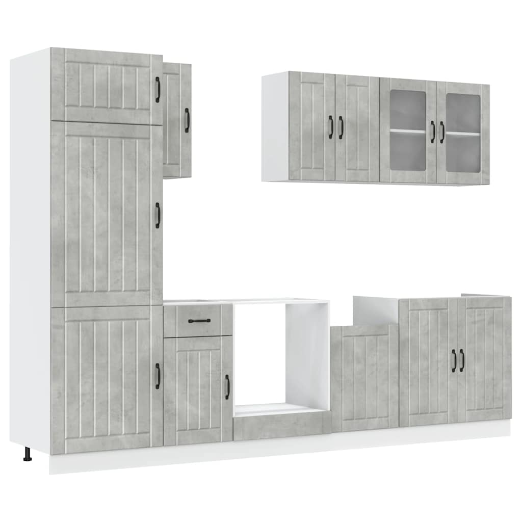 8-delige Keukenkastenset Lucca bewerkt hout betongrijs is nu te koop bij PeponiXL, paradijselijk wonen!
