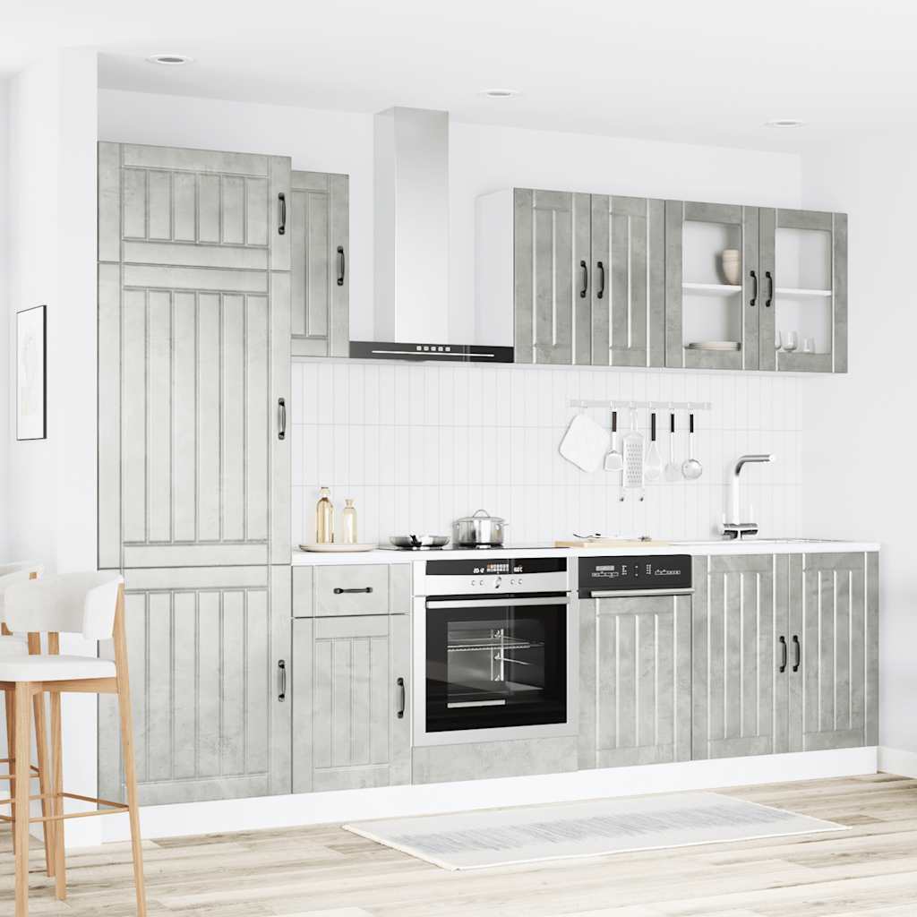 8-delige Keukenkastenset Lucca bewerkt hout betongrijs is nu te koop bij PeponiXL, paradijselijk wonen!