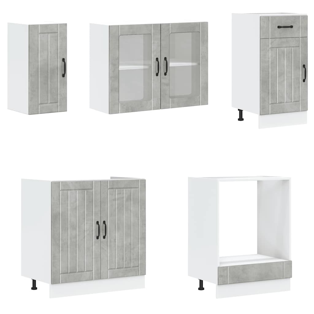 8-delige Keukenkastenset Lucca bewerkt hout betongrijs is nu te koop bij PeponiXL, paradijselijk wonen!