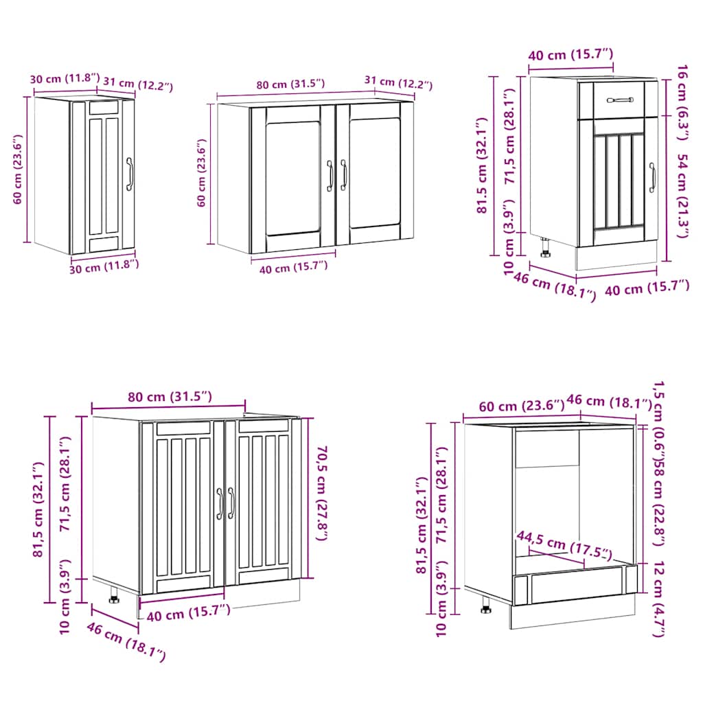 8-delige Keukenkastenset Lucca bewerkt hout betongrijs is nu te koop bij PeponiXL, paradijselijk wonen!
