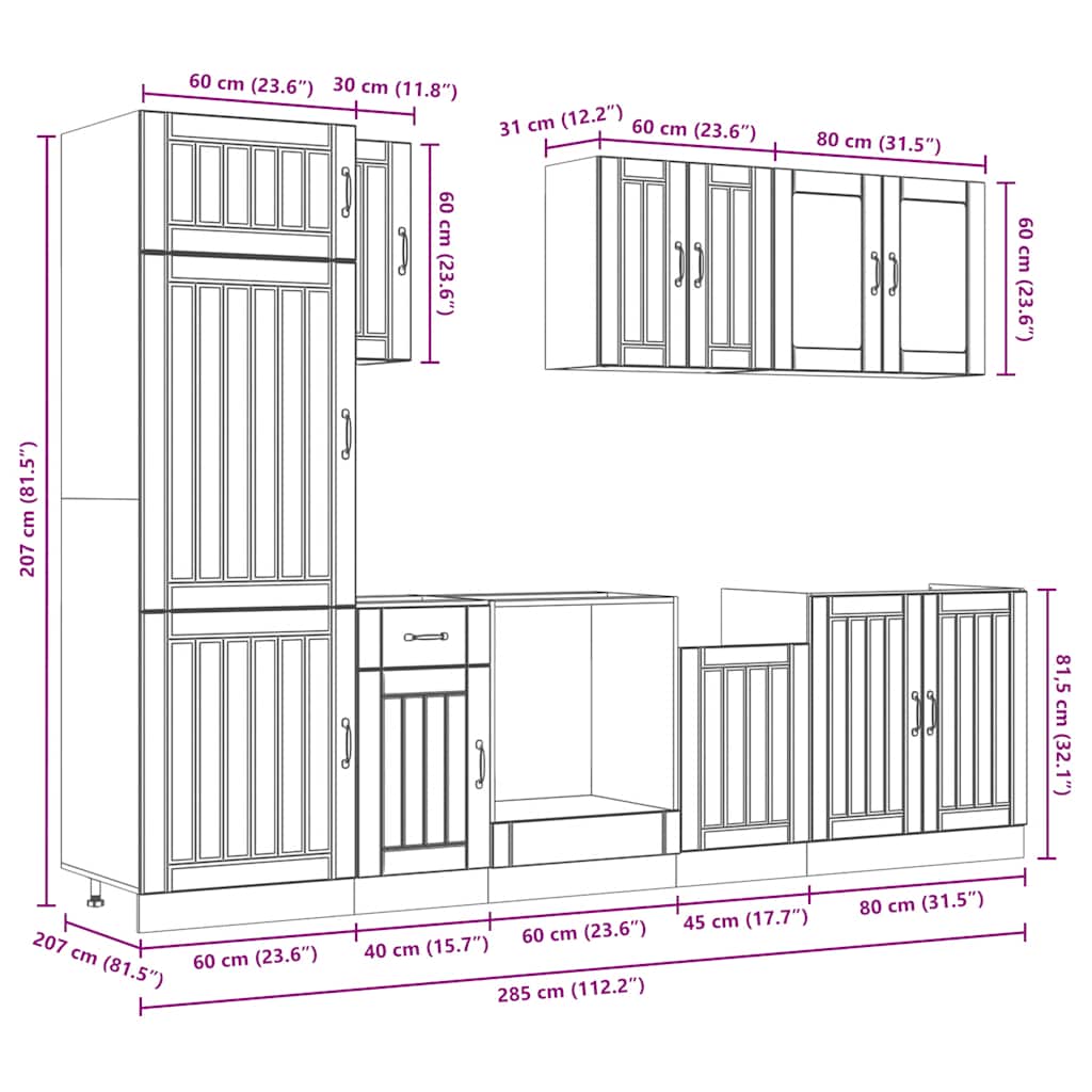 8-delige Keukenkastenset Lucca bewerkt hout betongrijs is nu te koop bij PeponiXL, paradijselijk wonen!