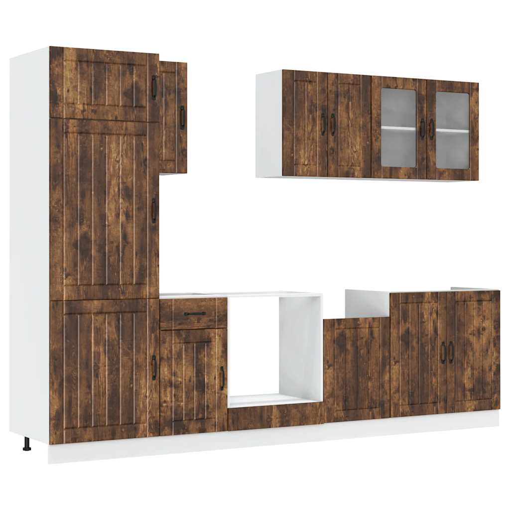 8-delige Keukenkastenset Lucca bewerkt hout gerookt eiken is nu te koop bij PeponiXL, paradijselijk wonen!
