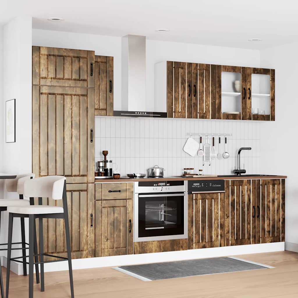 8-delige Keukenkastenset Lucca bewerkt hout gerookt eiken is nu te koop bij PeponiXL, paradijselijk wonen!