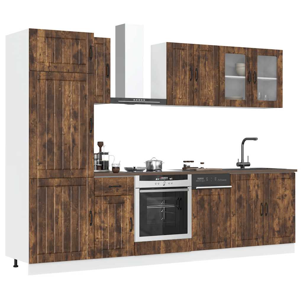 8-delige Keukenkastenset Lucca bewerkt hout gerookt eiken is nu te koop bij PeponiXL, paradijselijk wonen!