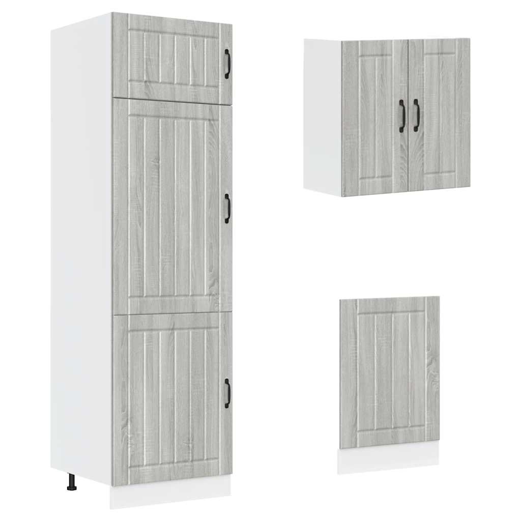 8-delige Keukenkastenset Kalmar bewerkt hout grijs sonoma eiken is nu te koop bij PeponiXL, paradijselijk wonen!