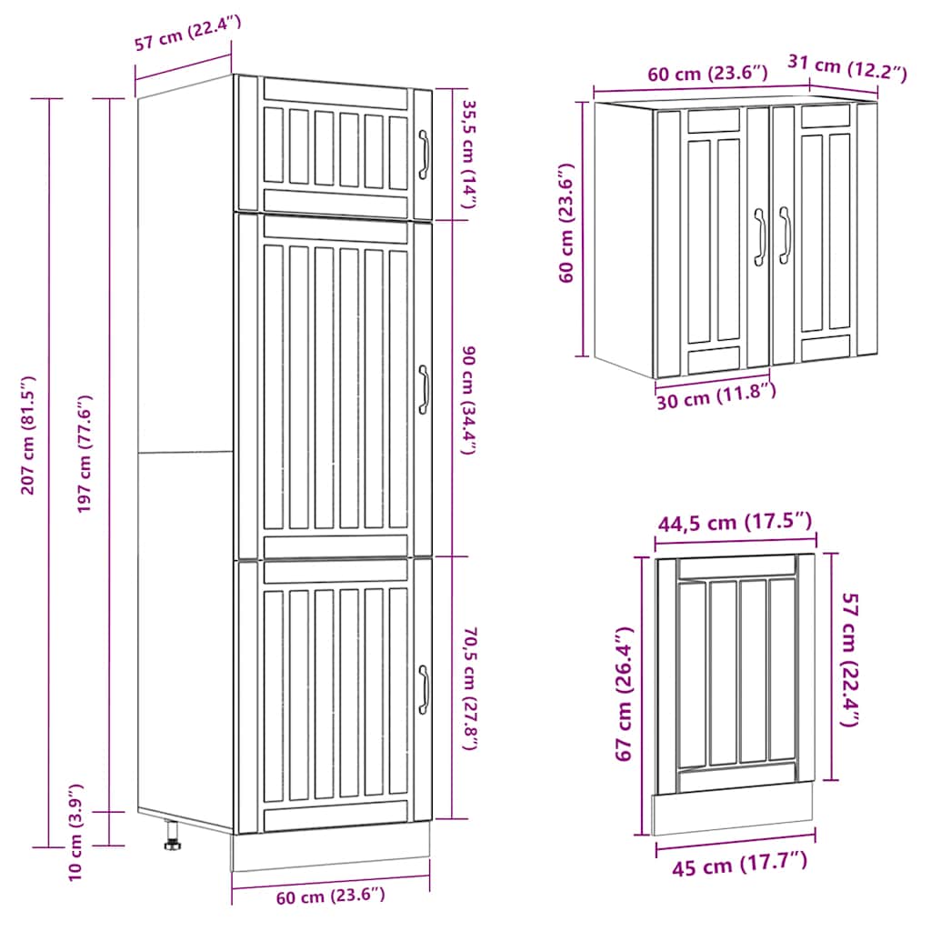 8-delige Keukenkastenset Kalmar bewerkt hout grijs sonoma eiken is nu te koop bij PeponiXL, paradijselijk wonen!