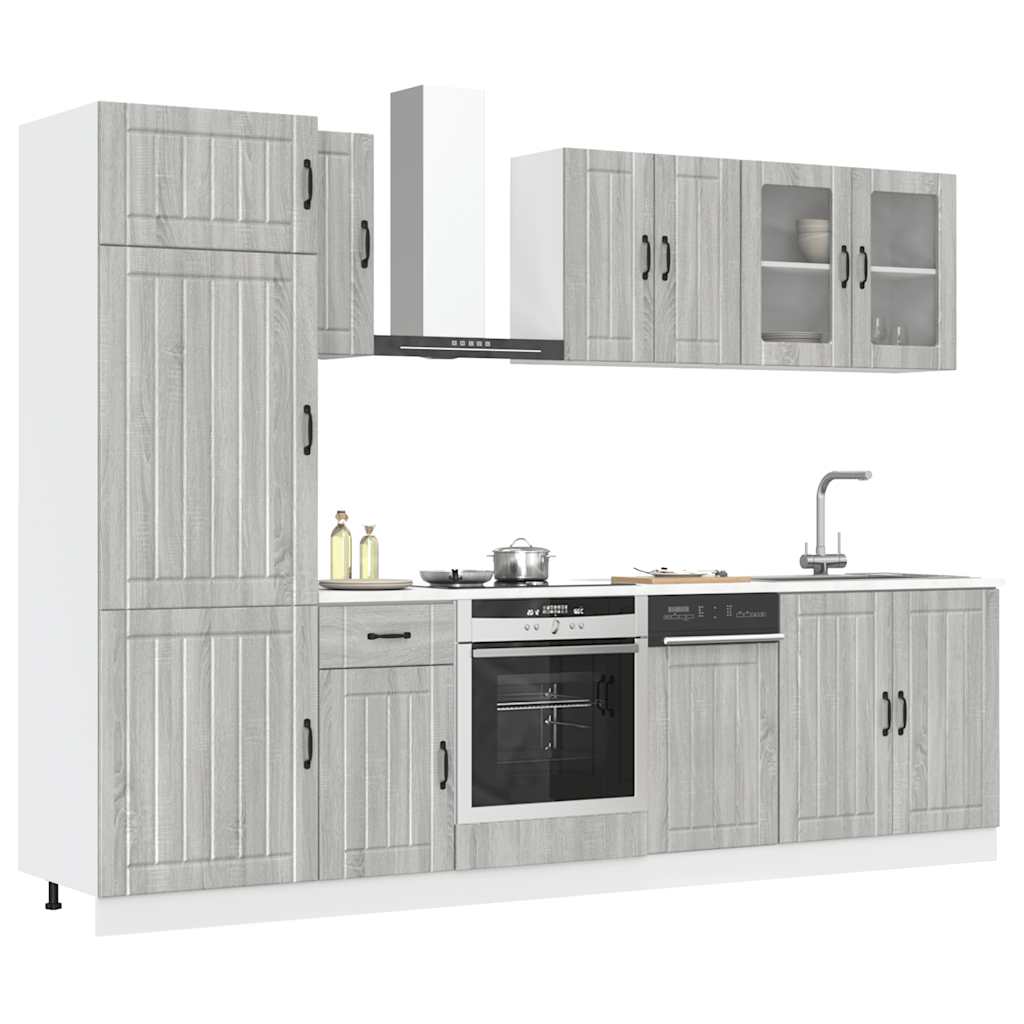 8-delige Keukenkastenset Kalmar bewerkt hout grijs sonoma eiken is nu te koop bij PeponiXL, paradijselijk wonen!