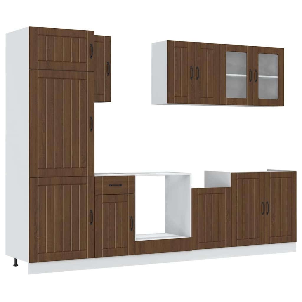 8-delige Keukenkastenset Lucca bewerkt hout bruin eikenkleur is nu te koop bij PeponiXL, paradijselijk wonen!