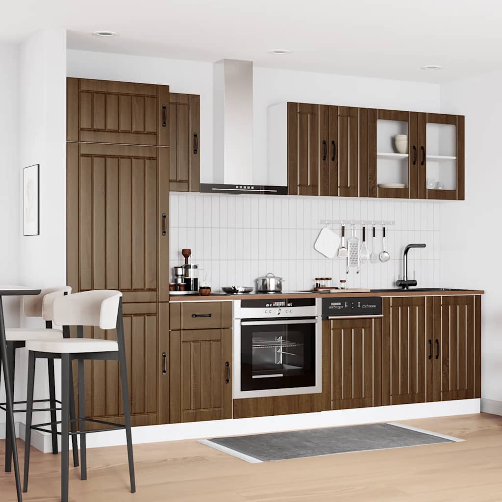 8-delige Keukenkastenset Lucca bewerkt hout bruin eikenkleur is nu te koop bij PeponiXL, paradijselijk wonen!