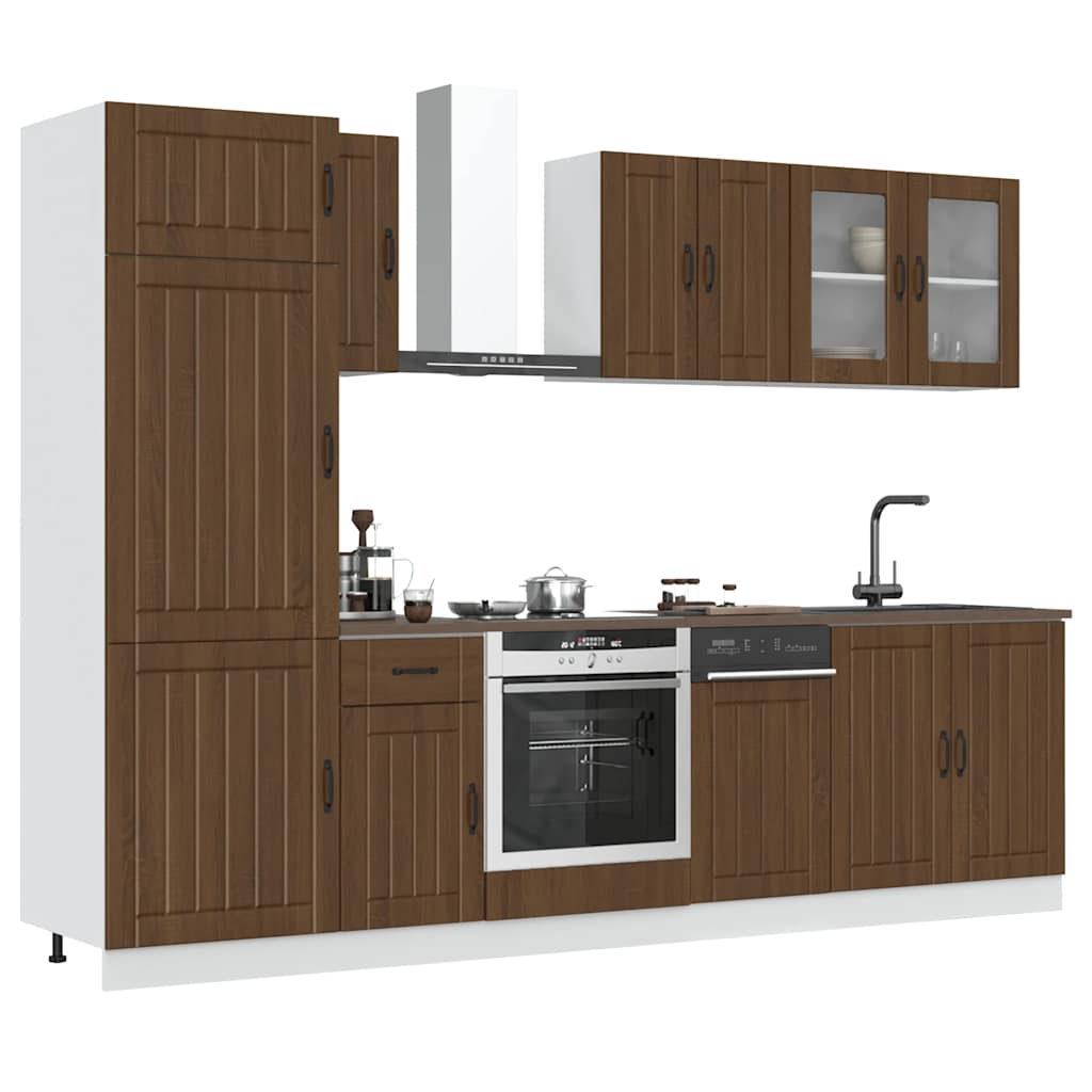 8-delige Keukenkastenset Lucca bewerkt hout bruin eikenkleur is nu te koop bij PeponiXL, paradijselijk wonen!