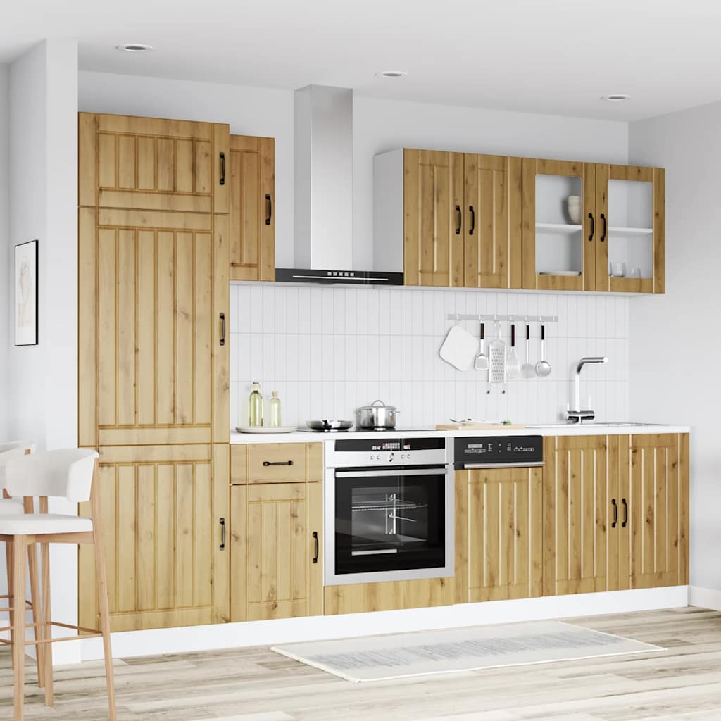 8-delige Keukenkastenset Kalmar bewerkt hout artisanaal eiken is nu te koop bij PeponiXL, paradijselijk wonen!