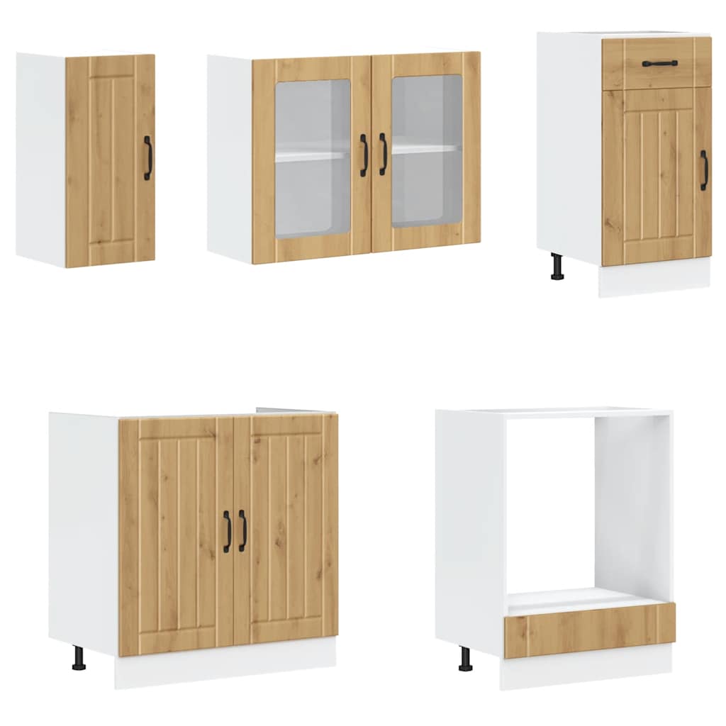 8-delige Keukenkastenset Kalmar bewerkt hout artisanaal eiken is nu te koop bij PeponiXL, paradijselijk wonen!