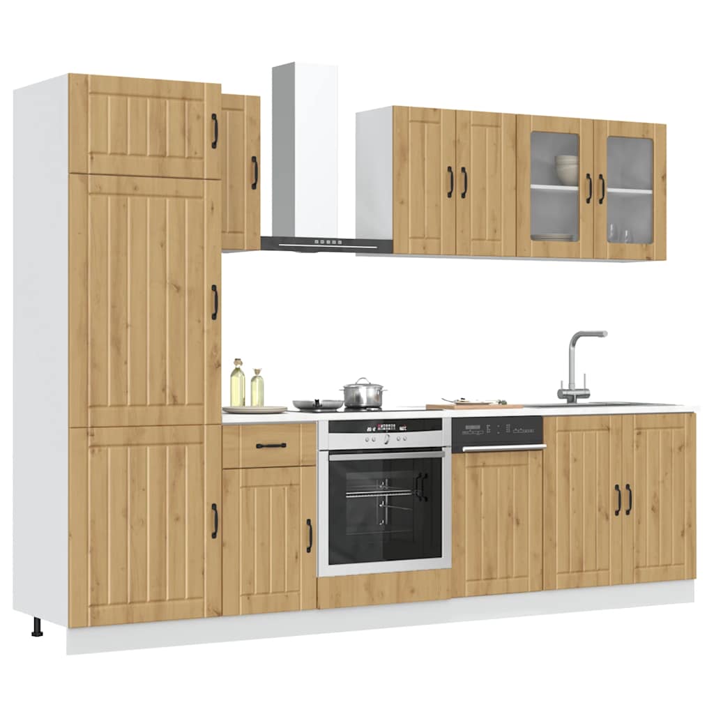 8-delige Keukenkastenset Kalmar bewerkt hout artisanaal eiken is nu te koop bij PeponiXL, paradijselijk wonen!