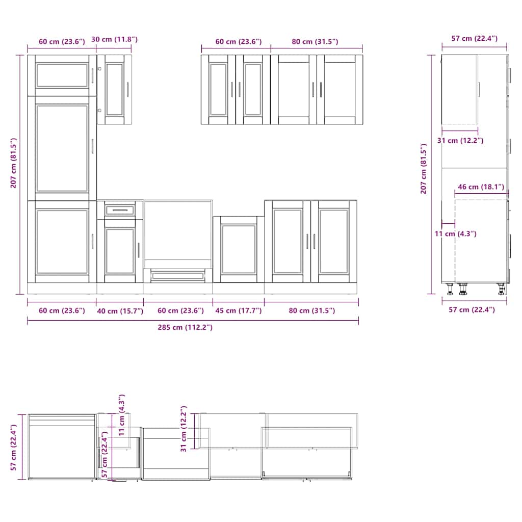 8-delige Keukenkastenset Porto bewerkt hout wit is nu te koop bij PeponiXL, paradijselijk wonen!