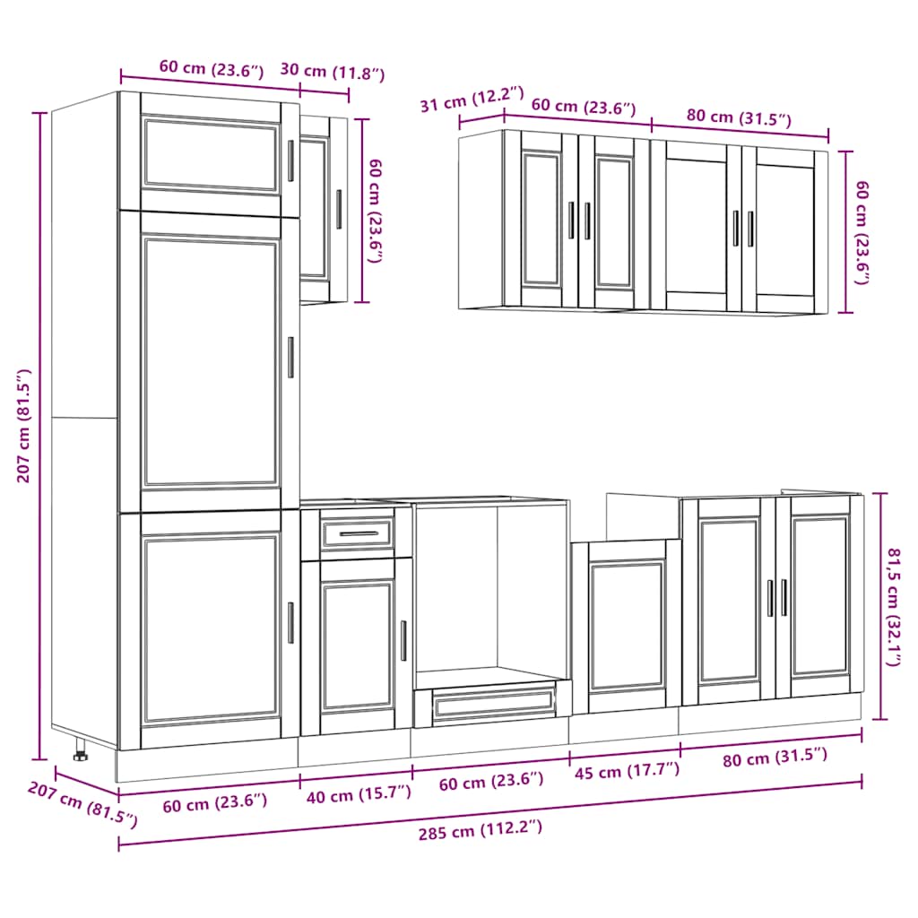 8-delige Keukenkastenset Porto bewerkt hout wit is nu te koop bij PeponiXL, paradijselijk wonen!