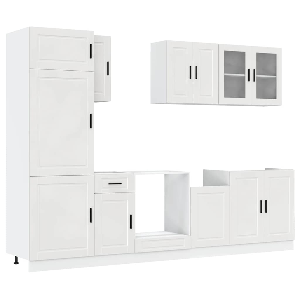 8-delige Keukenkastenset Porto bewerkt hout glanzend wit is nu te koop bij PeponiXL, paradijselijk wonen!
