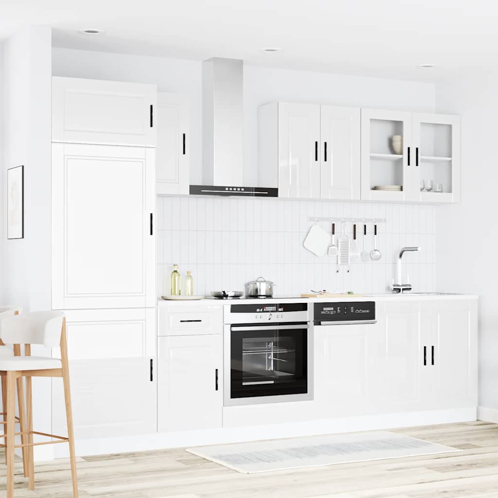 8-delige Keukenkastenset Porto bewerkt hout glanzend wit is nu te koop bij PeponiXL, paradijselijk wonen!