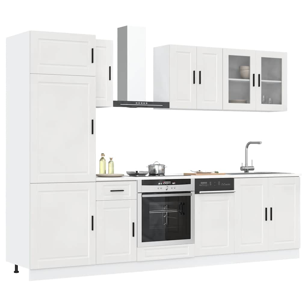 8-delige Keukenkastenset Porto bewerkt hout glanzend wit is nu te koop bij PeponiXL, paradijselijk wonen!