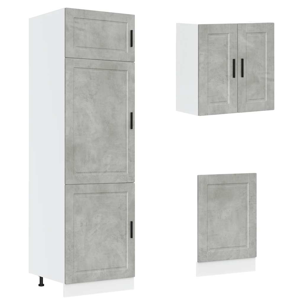 8-delige Keukenkastenset Kalmar bewerkt hout betongrijs is nu te koop bij PeponiXL, paradijselijk wonen!