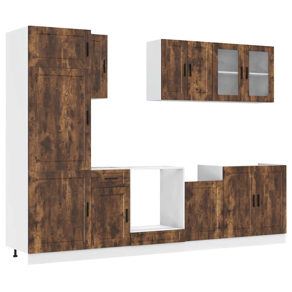 8-delige Keukenkastenset Porto bewerkt hout gerookt eiken is nu te koop bij PeponiXL, paradijselijk wonen!