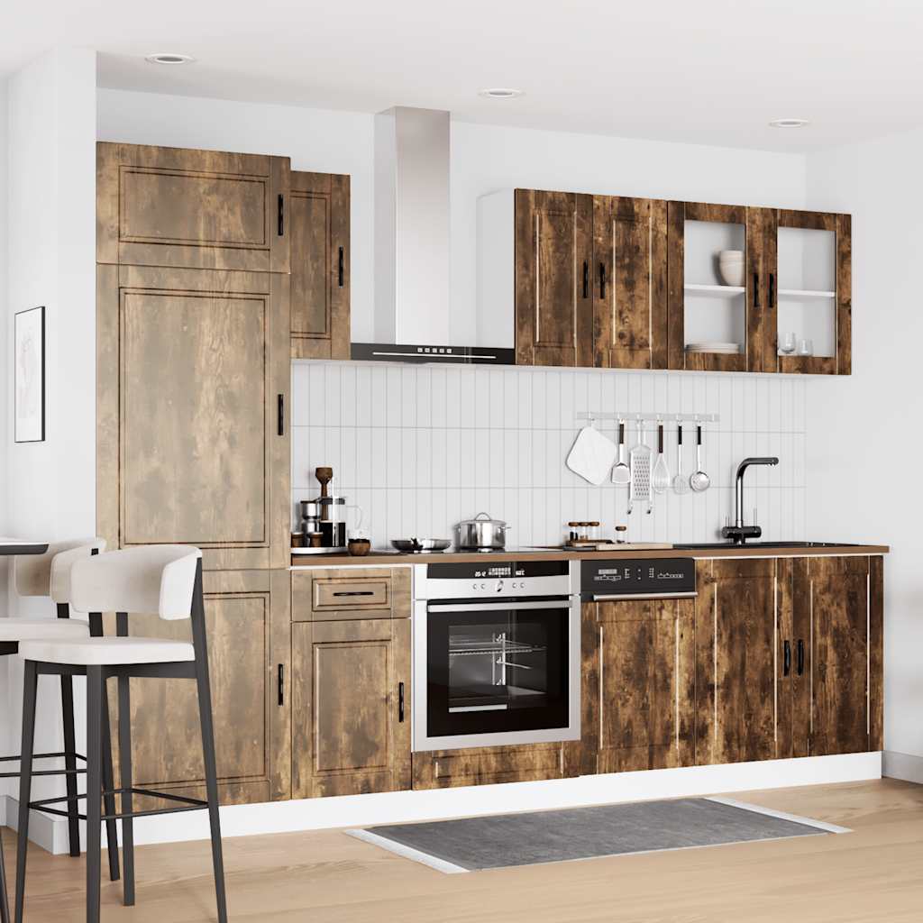 8-delige Keukenkastenset Porto bewerkt hout gerookt eiken is nu te koop bij PeponiXL, paradijselijk wonen!