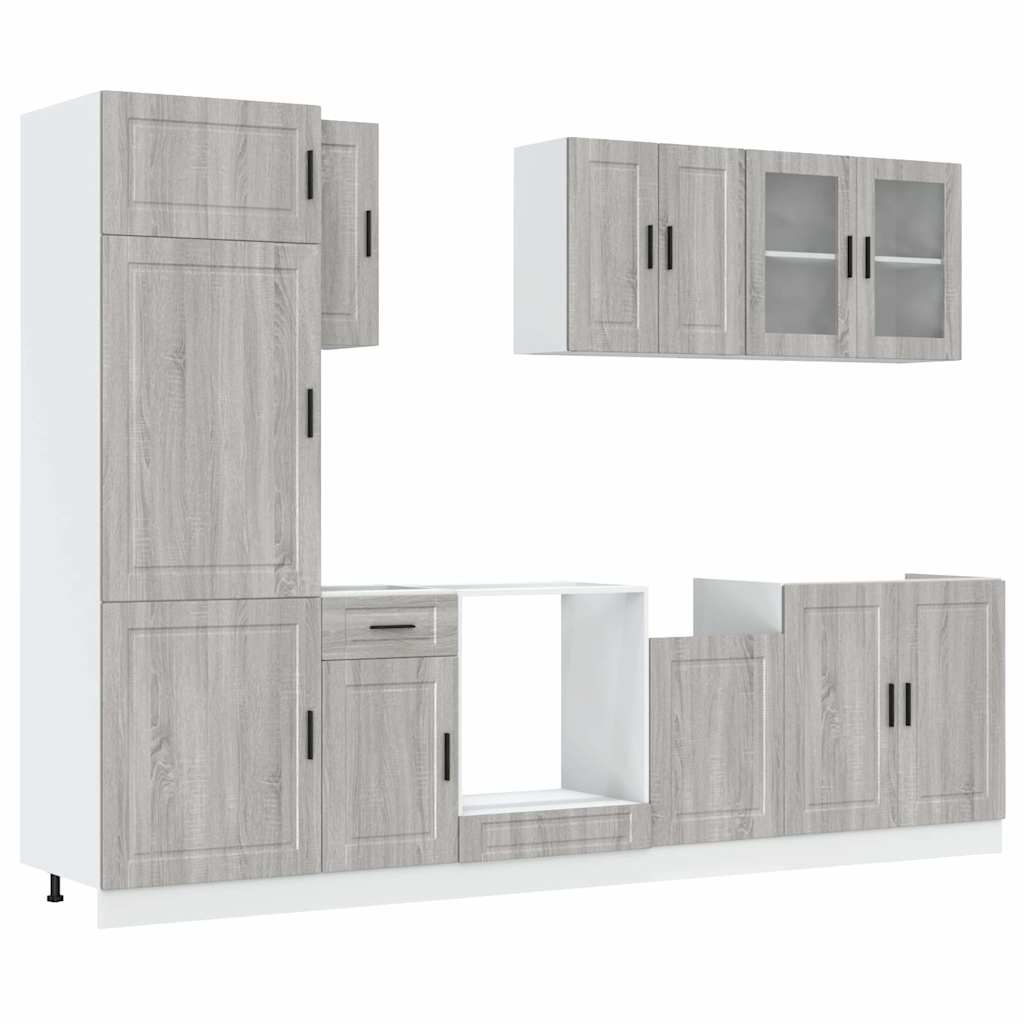 8-delige Keukenkastenset Kalmar bewerkt hout grijs sonoma eiken is nu te koop bij PeponiXL, paradijselijk wonen!