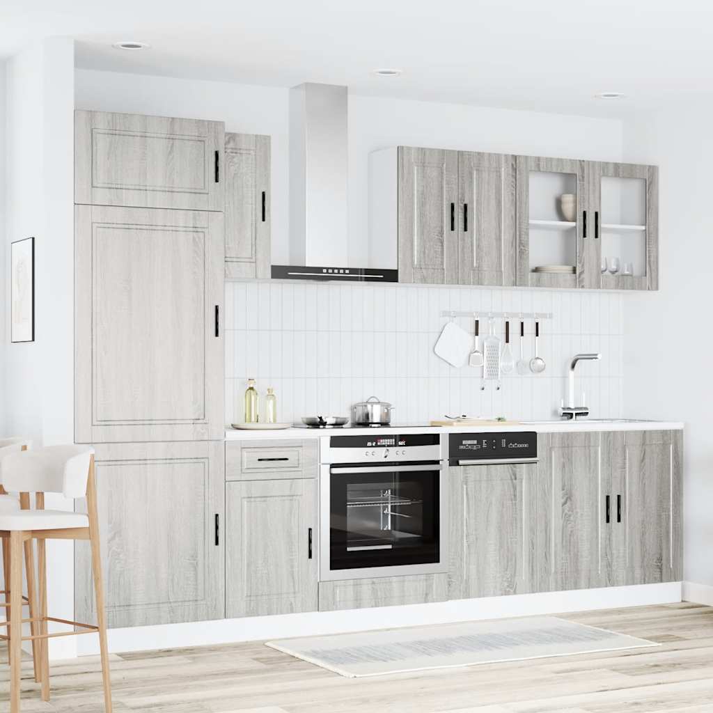 8-delige Keukenkastenset Kalmar bewerkt hout grijs sonoma eiken is nu te koop bij PeponiXL, paradijselijk wonen!