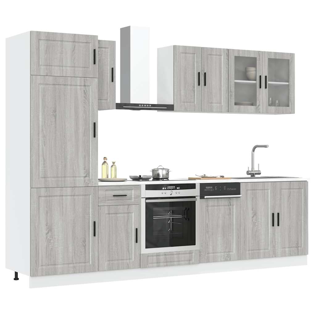 8-delige Keukenkastenset Kalmar bewerkt hout grijs sonoma eiken is nu te koop bij PeponiXL, paradijselijk wonen!