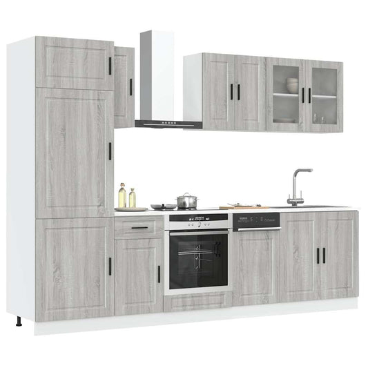 8-delige Keukenkastenset Kalmar bewerkt hout grijs sonoma eiken is nu te koop bij PeponiXL, paradijselijk wonen!