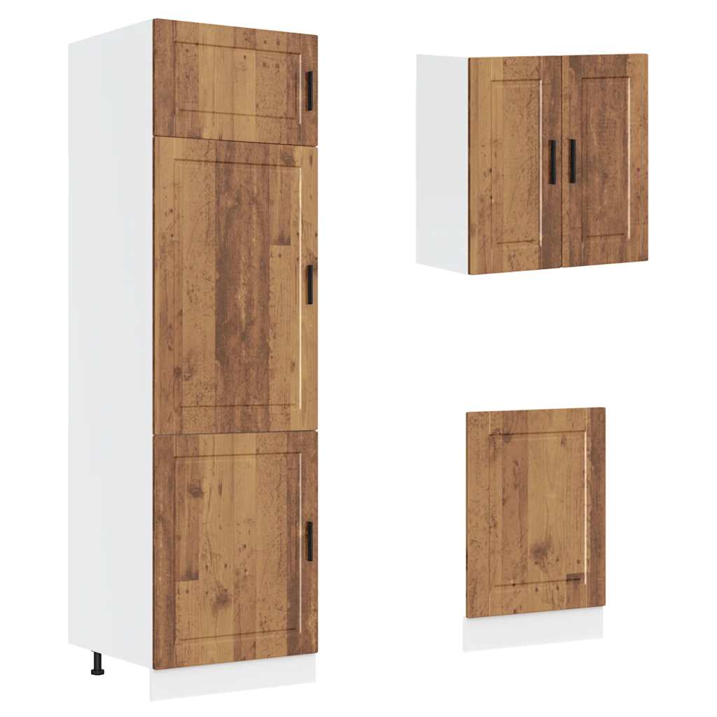 8-delige Keukenkastenset Kalmar bewerkt hout oud houtkleurig is nu te koop bij PeponiXL, paradijselijk wonen!