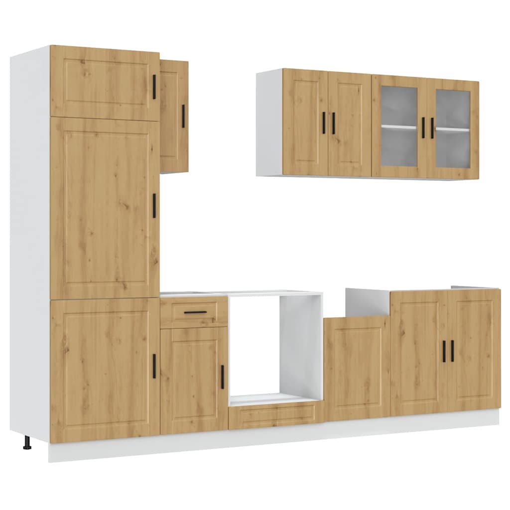 8-delige Keukenkastenset Kalmar bewerkt hout artisanaal eiken is nu te koop bij PeponiXL, paradijselijk wonen!