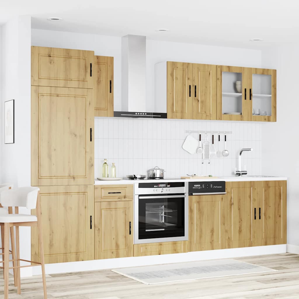 8-delige Keukenkastenset Kalmar bewerkt hout artisanaal eiken is nu te koop bij PeponiXL, paradijselijk wonen!
