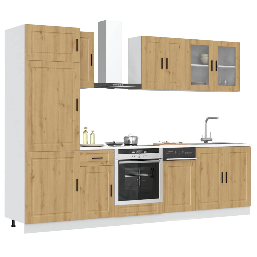 8-delige Keukenkastenset Kalmar bewerkt hout artisanaal eiken is nu te koop bij PeponiXL, paradijselijk wonen!