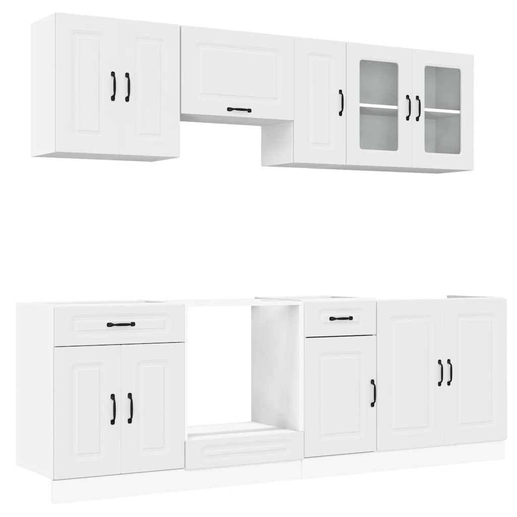8-delige Keukenkastenset Kalmar bewerkt hout wit is nu te koop bij PeponiXL, paradijselijk wonen!
