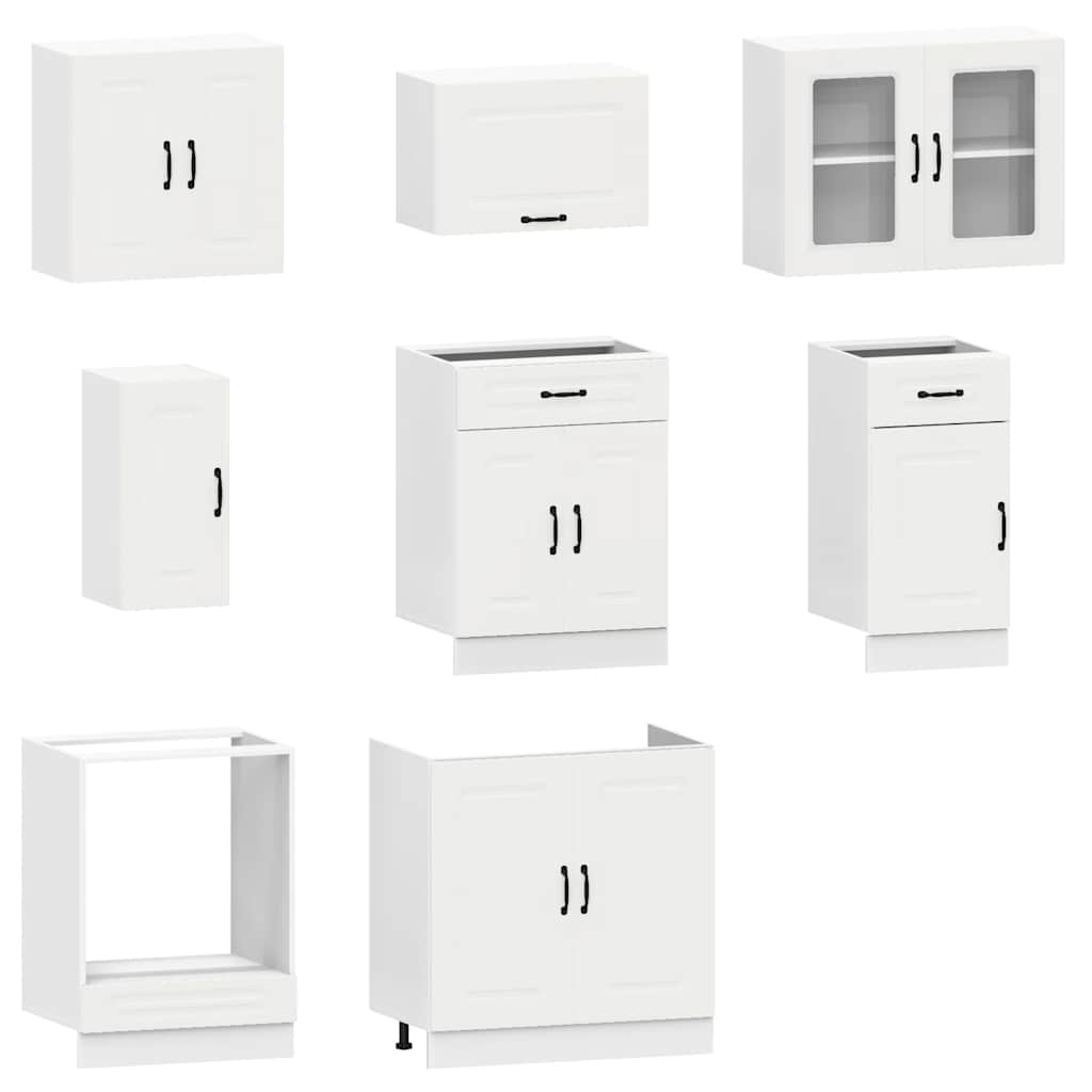 8-delige Keukenkastenset Kalmar bewerkt hout wit is nu te koop bij PeponiXL, paradijselijk wonen!