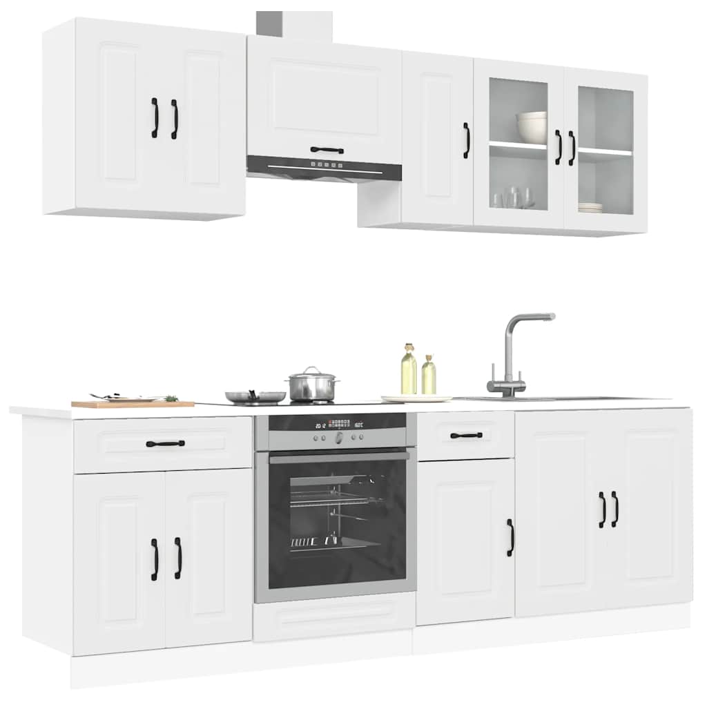 8-delige Keukenkastenset Kalmar bewerkt hout wit is nu te koop bij PeponiXL, paradijselijk wonen!