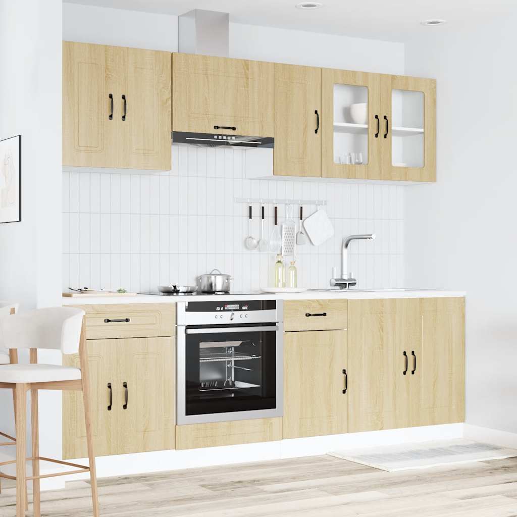 8-delige Keukenkastenset Kalmar bewerkt hout sonoma eikenkleur is nu te koop bij PeponiXL, paradijselijk wonen!