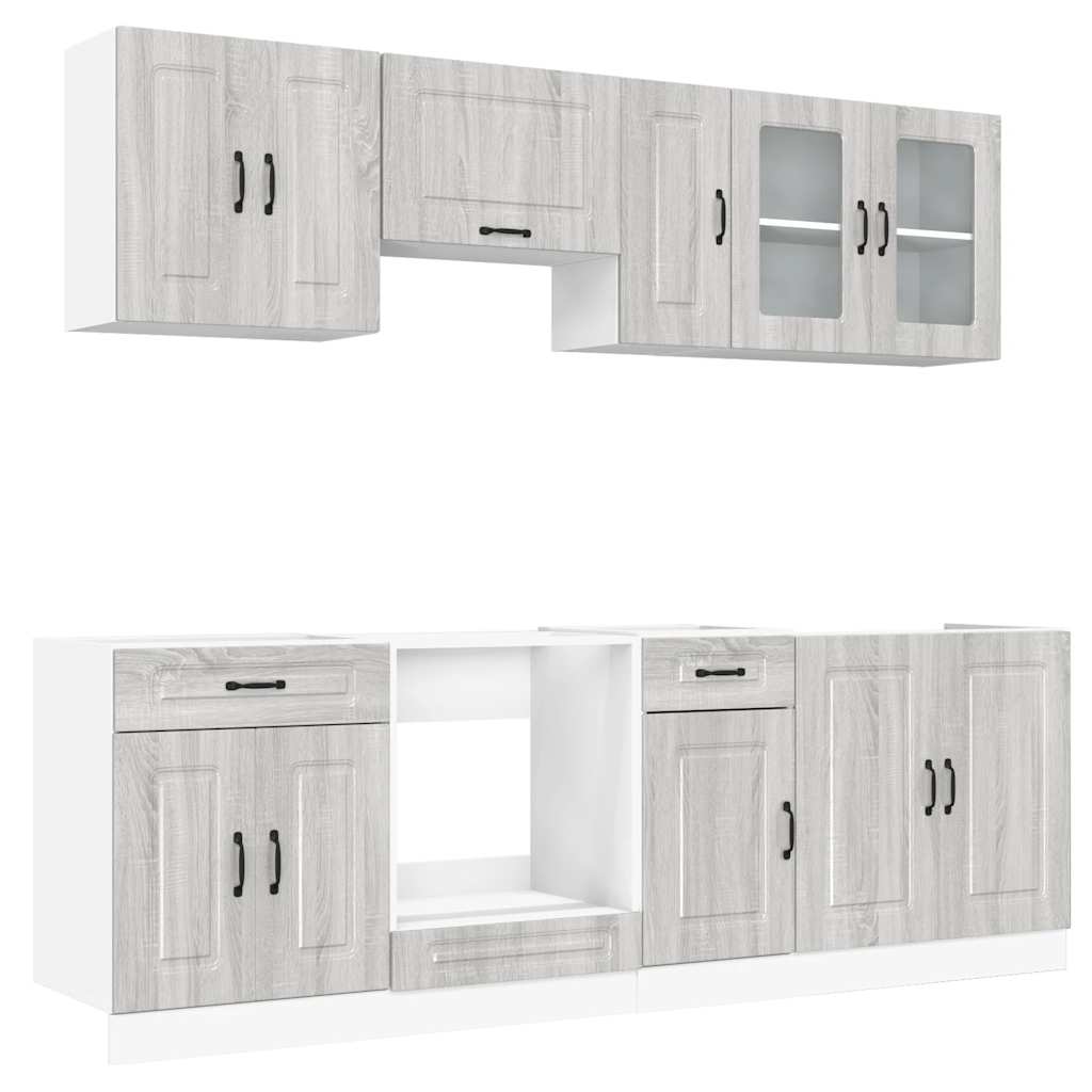 8-delige Keukenkastenset Kalmar bewerkt hout grijs sonoma eiken is nu te koop bij PeponiXL, paradijselijk wonen!
