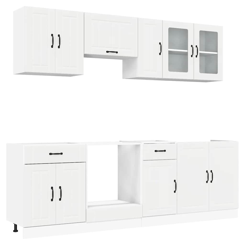 8-delige Keukenkastenset Kalmar bewerkt hout wit is nu te koop bij PeponiXL, paradijselijk wonen!
