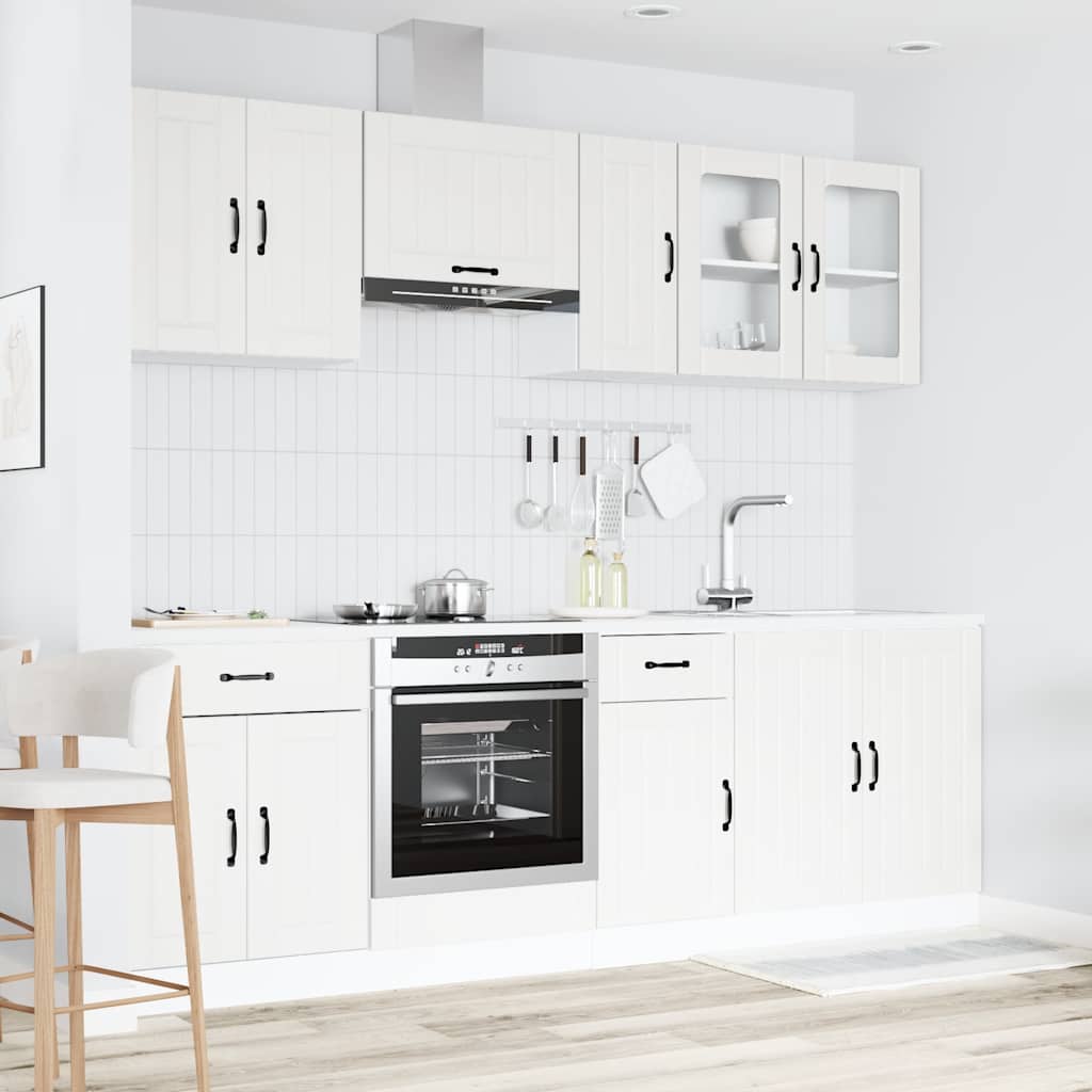 8-delige Keukenkastenset Kalmar bewerkt hout wit is nu te koop bij PeponiXL, paradijselijk wonen!