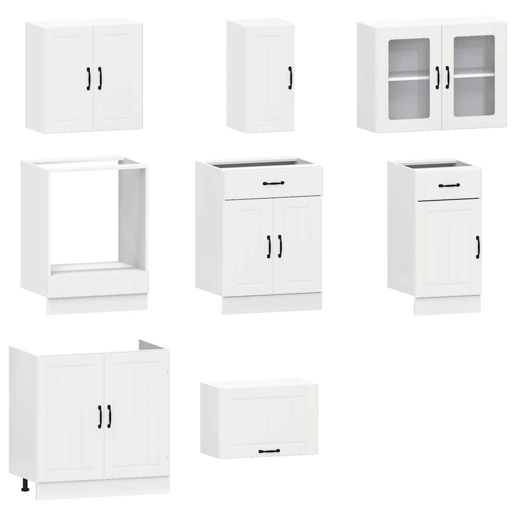 8-delige Keukenkastenset Kalmar bewerkt hout wit is nu te koop bij PeponiXL, paradijselijk wonen!