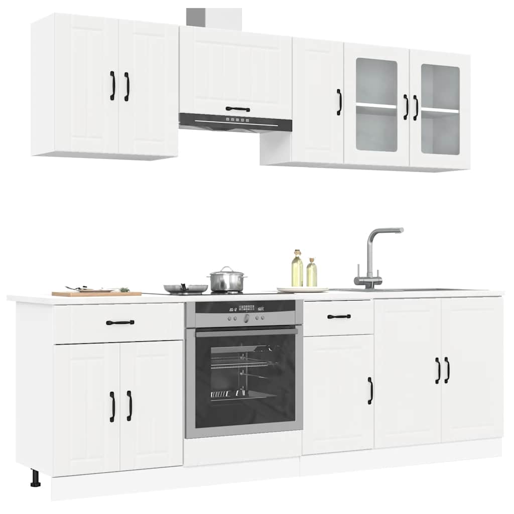 8-delige Keukenkastenset Kalmar bewerkt hout wit is nu te koop bij PeponiXL, paradijselijk wonen!