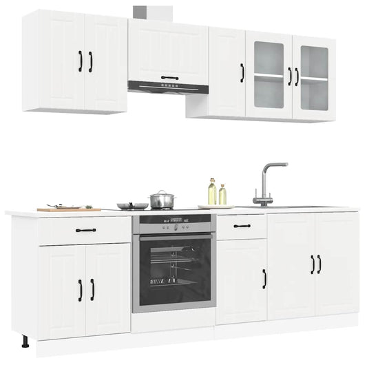 8-delige Keukenkastenset Kalmar bewerkt hout wit is nu te koop bij PeponiXL, paradijselijk wonen!