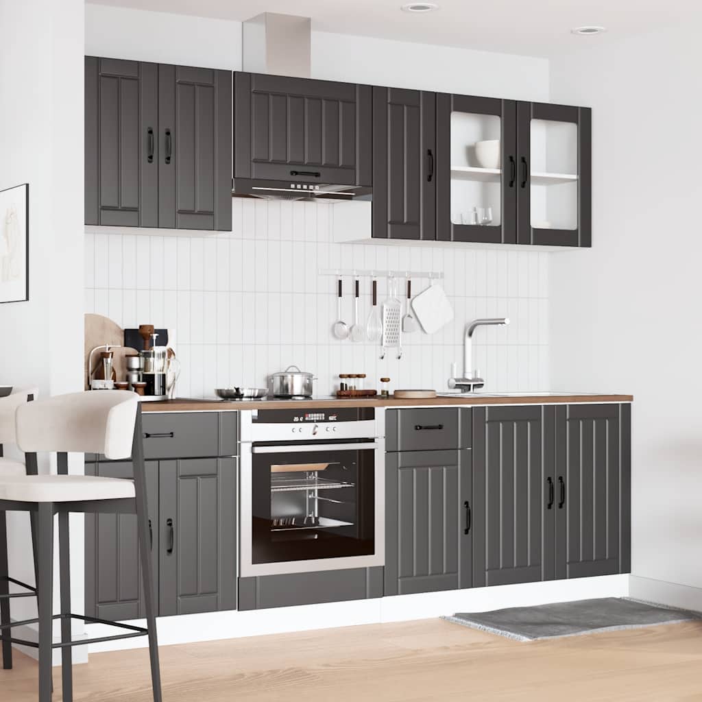 8-delige Keukenkastenset Kalmar bewerkt hout zwart is nu te koop bij PeponiXL, paradijselijk wonen!