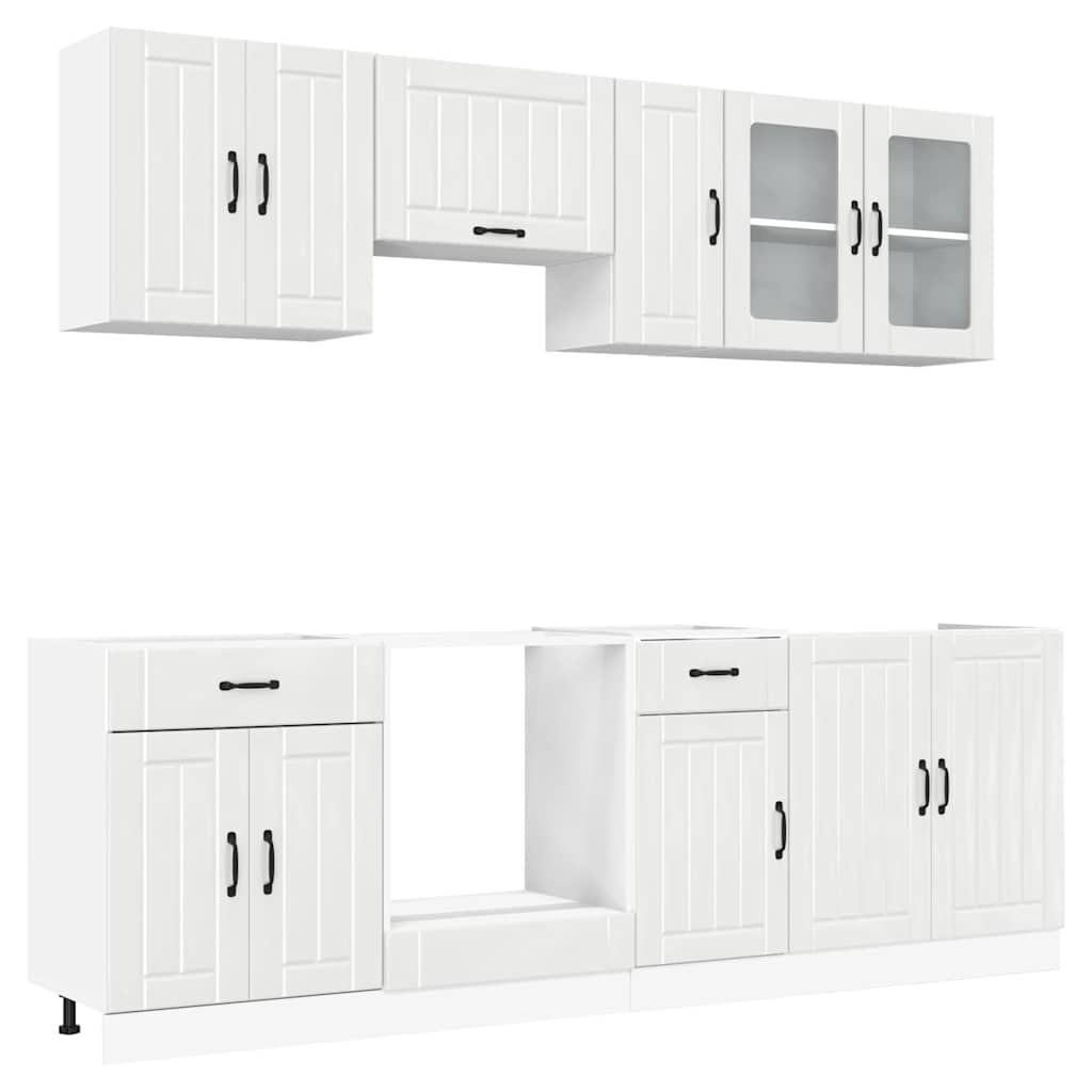 8-delige Keukenkastenset Lucca bewerkt hout glanzend wit is nu te koop bij PeponiXL, paradijselijk wonen!