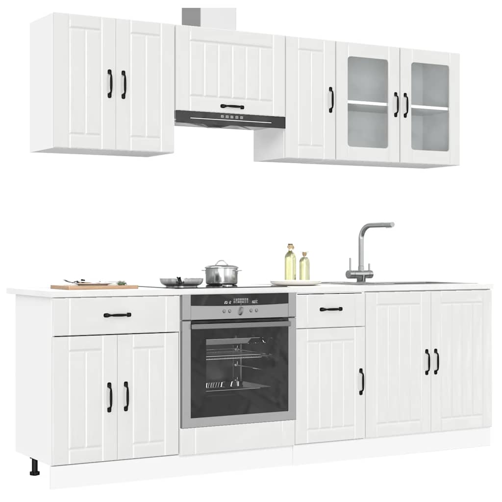 8-delige Keukenkastenset Lucca bewerkt hout glanzend wit is nu te koop bij PeponiXL, paradijselijk wonen!